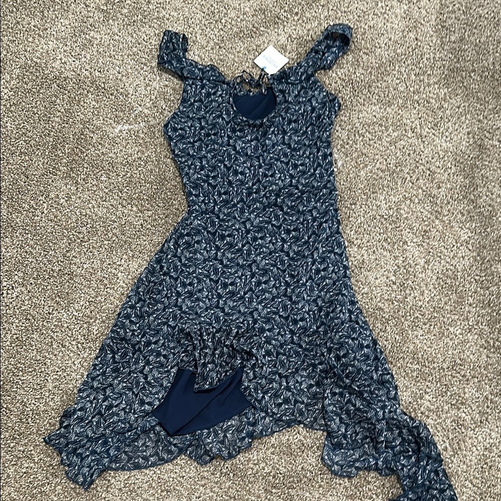 Arizona Jean Company Blue Asymmetrical Cold Shoulder Dress